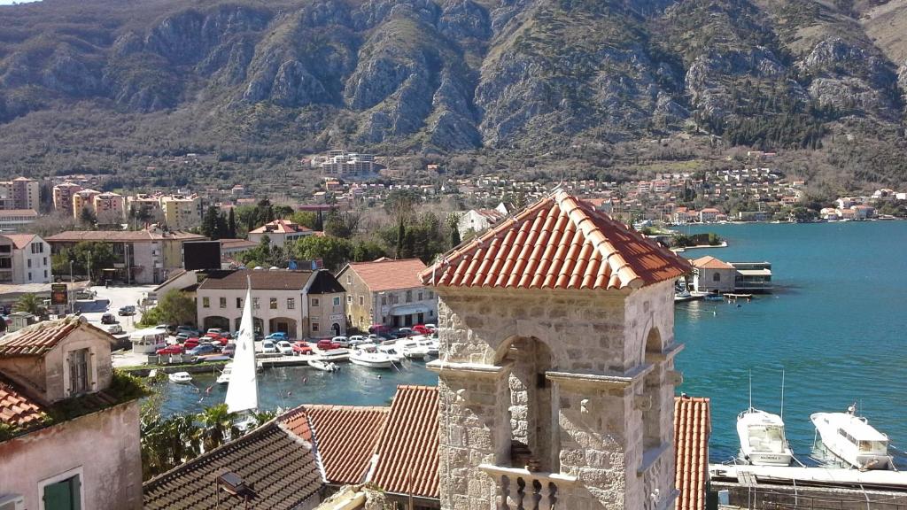 a view of a harbor with boats in the water at Studios Kono in Kotor