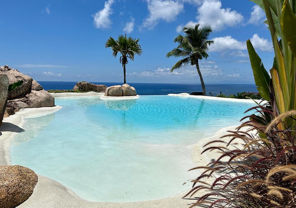 Bazén v ubytování Château de feuilles & SPA - Praslin island nebo v jeho okolí