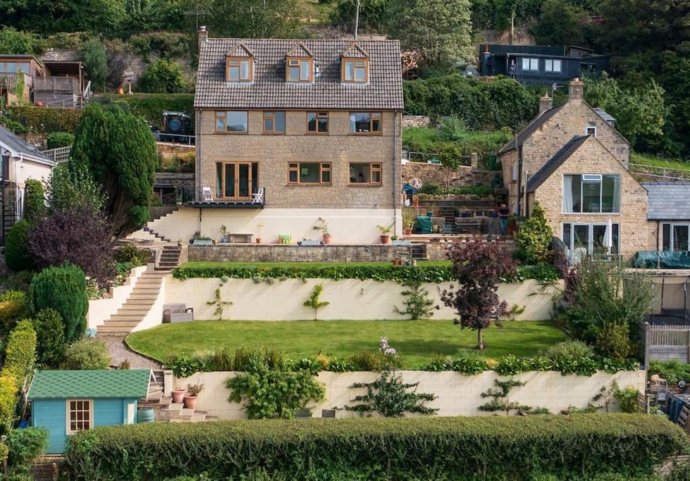 an aerial view of a house with a yard at The Dormers - 5 BD Amazing Views of Stroud Valley 