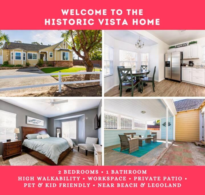 a collage of three pictures of a home at Heart of Historic Downtown Vista Home. Walk everywhere in Vista