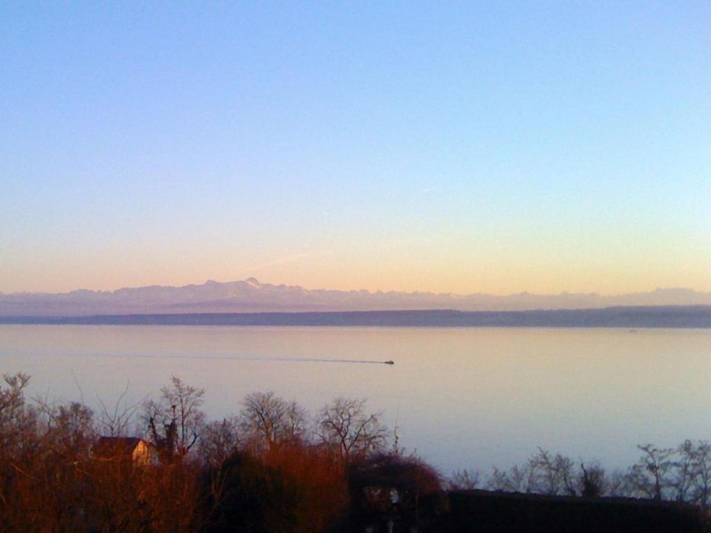 una vista de un gran cuerpo de agua al atardecer en Droste 17 MBG - Whg A, en Meersburg