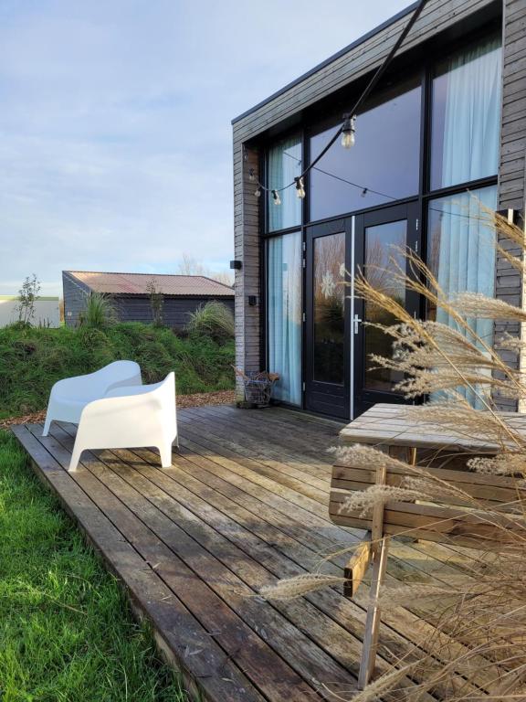 Zahrada ubytování Tiny House Lantliv Oostkapelle, bij de boer