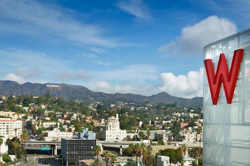 a view of a city with a w sign on a building at W Hollywood in Los Angeles