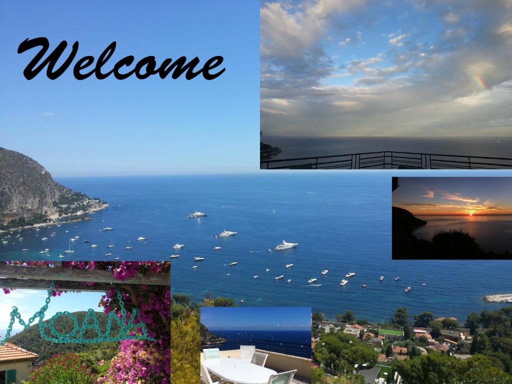 a collage of photos with the words welcome at Villa Moana in Èze