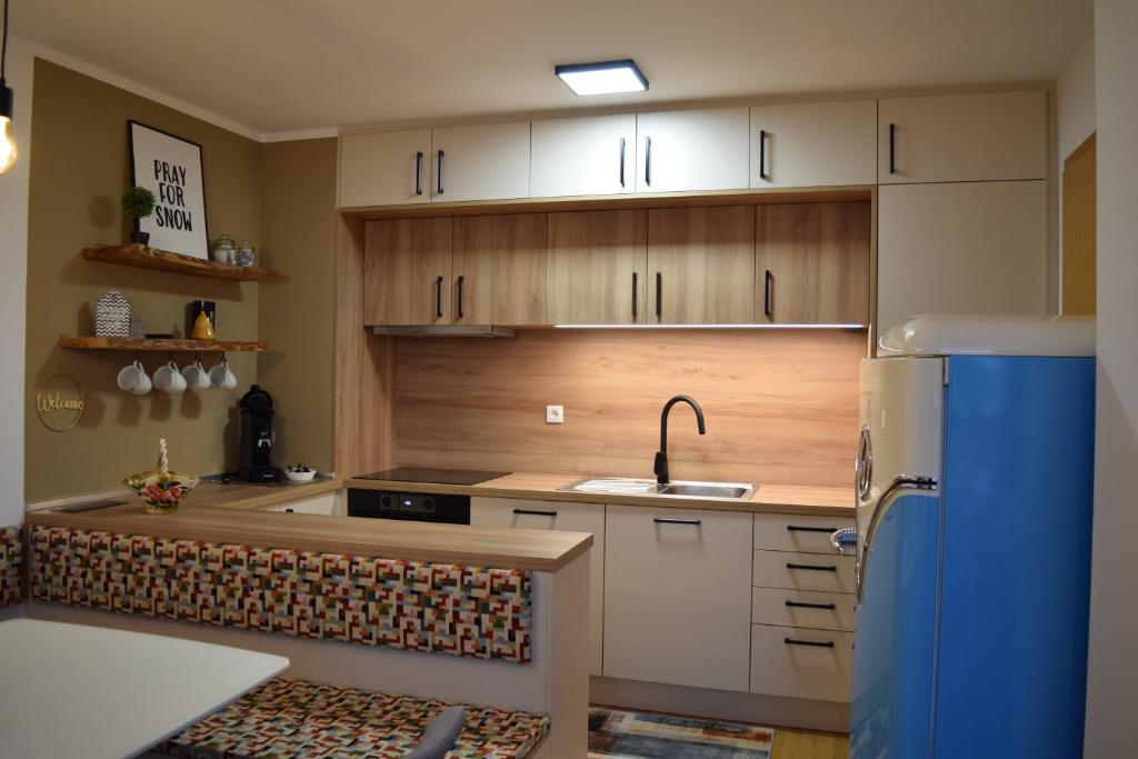 Kuchyň nebo kuchyňský kout v ubytování Apartment Alpina