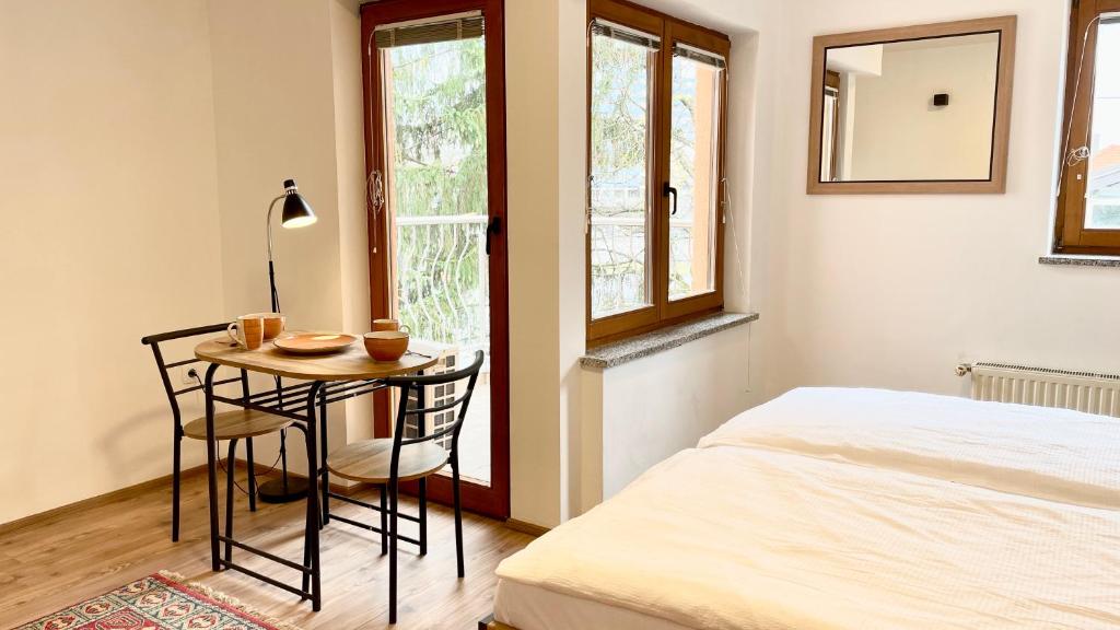 Postel nebo postele na pokoji v ubytování Apartments Katrca Bežigrad