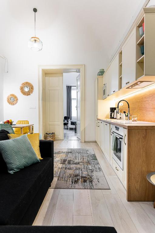 A kitchen or kitchenette at Center Apartment Mlynska Kosice with private Parking