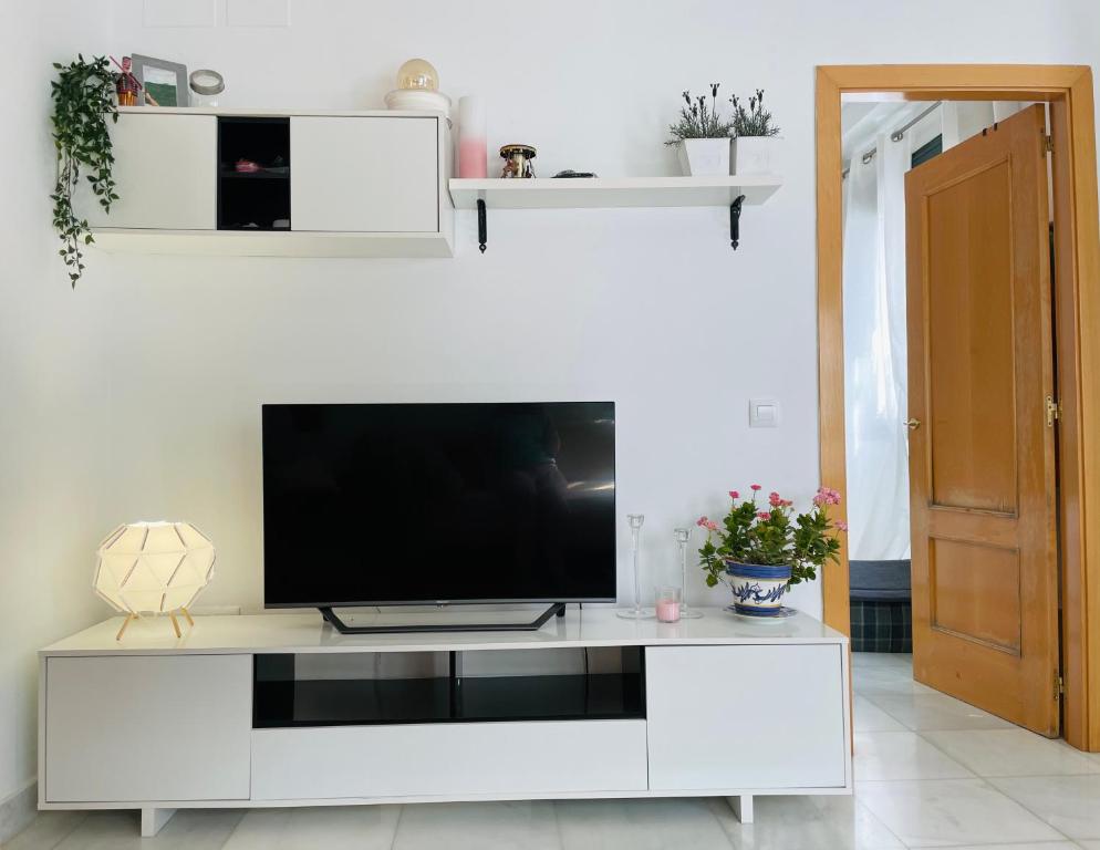 Telewizja i/lub zestaw kina domowego w obiekcie Penthouse at City Center with Terrace