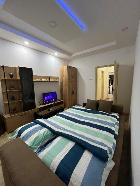 una camera con 2 letti e una TV a schermo piatto di Mance apartments a Paraćin