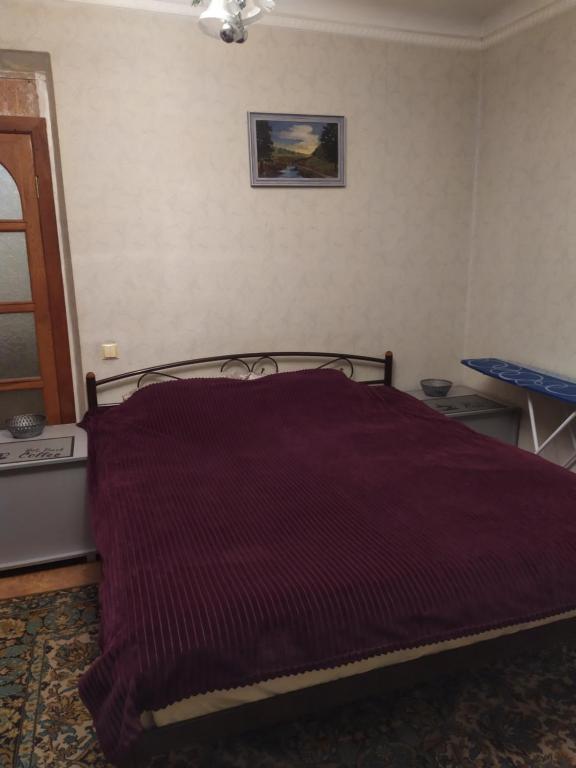 una camera con un letto e una coperta viola di Двухкомнатные Апартаменты 'Проспект Центральный,30' и 'Гетьманська,74' a Kryvyj Rih