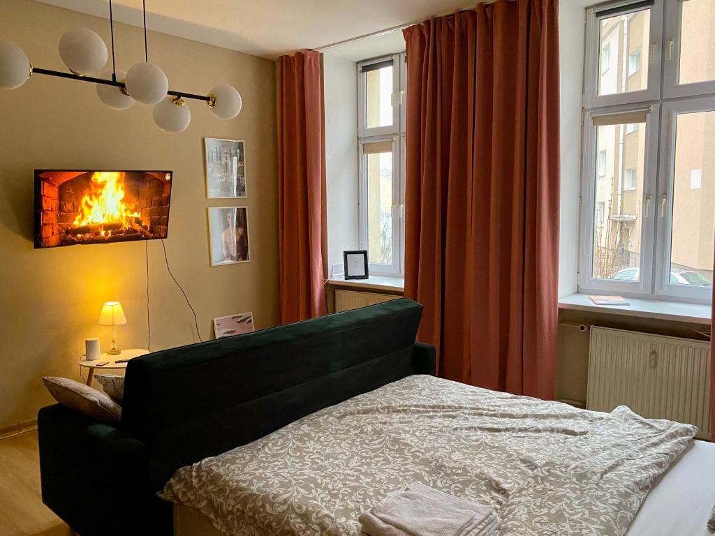 Postel nebo postele na pokoji v ubytování Apartament w centrum Rzeszowa