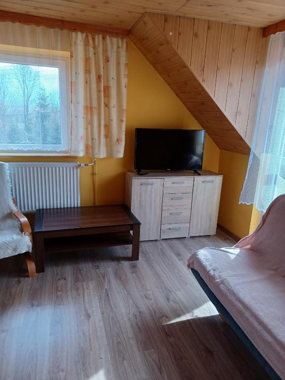 Televízia a/alebo spoločenská miestnosť v ubytovaní Domek u Piotra koło Szczyrku