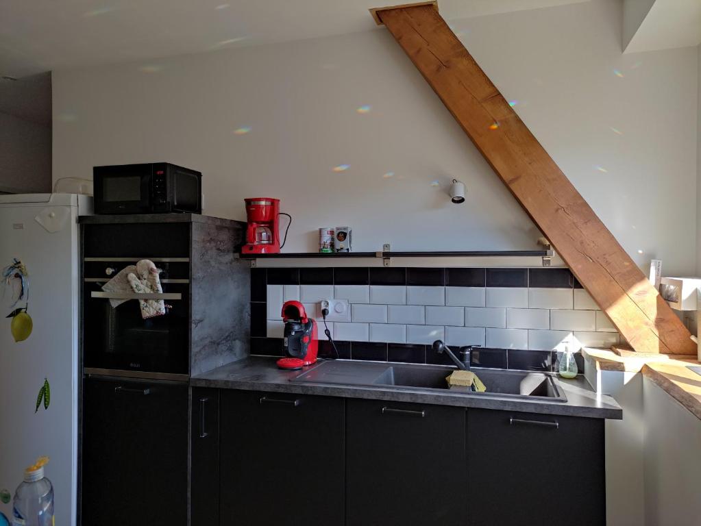 Dapur atau dapur kecil di Les Lodges Du Pavillon F3