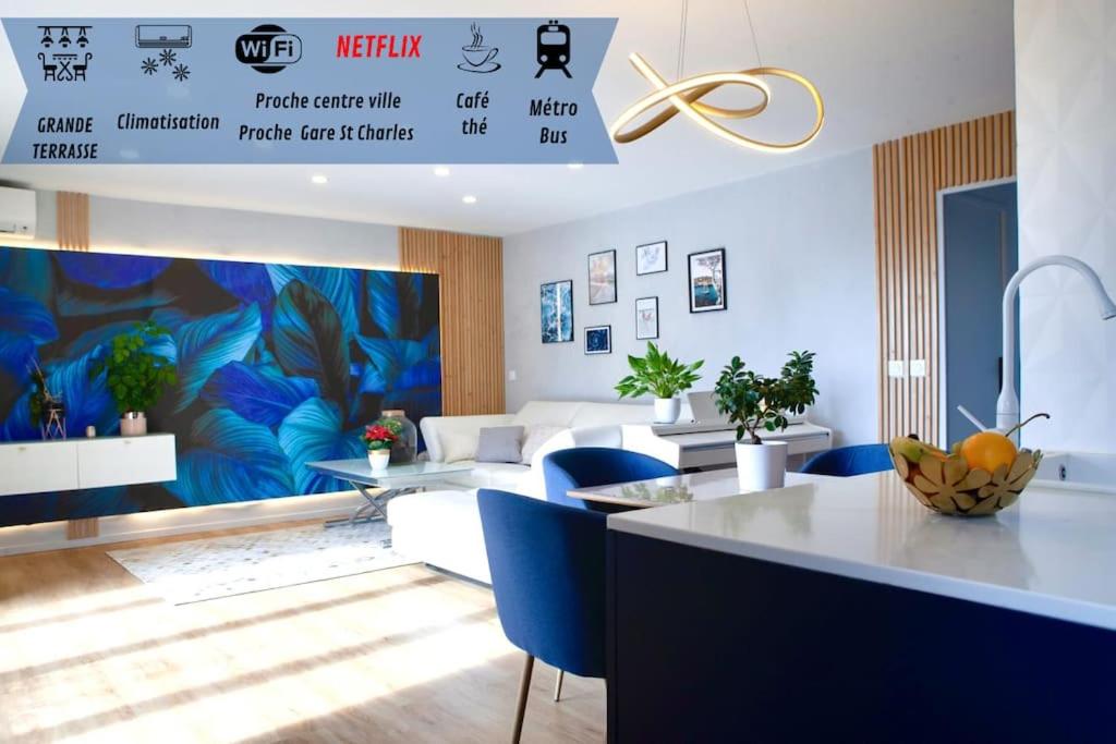 Fotografie z fotogalerie ubytování T3 Le Designer 4è-Terrasse-climatisation & Netflix v destinaci Marseille