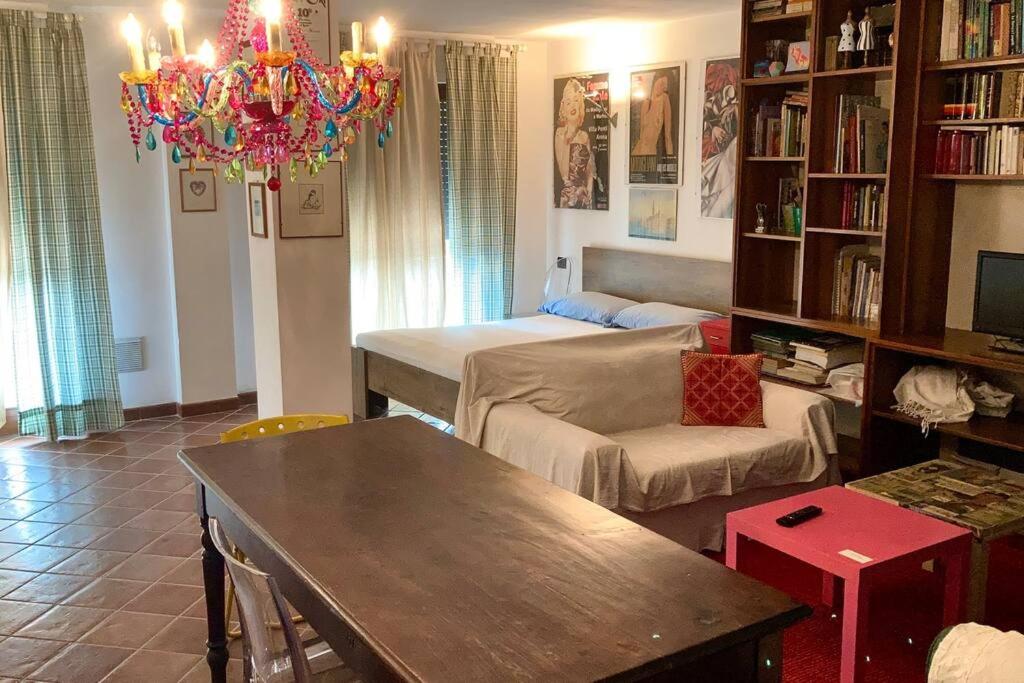 諾瓦拉的住宿－Casa Atelier，带沙发和吊灯的客厅