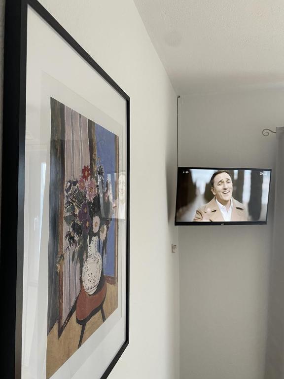 Televízia a/alebo spoločenská miestnosť v ubytovaní Apartments Skako