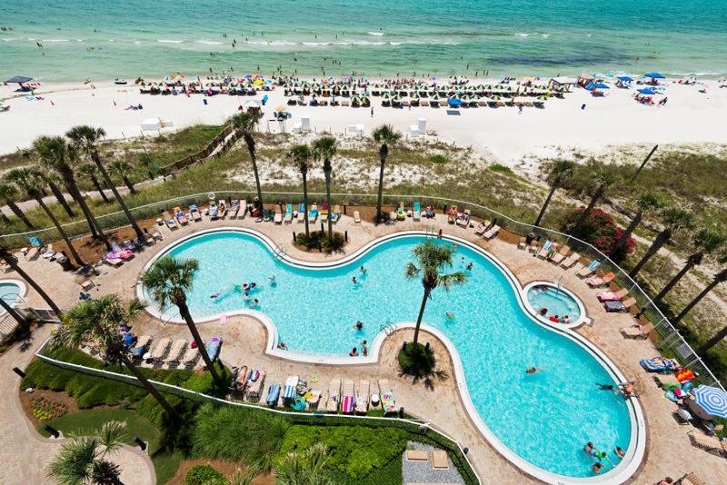 an overhead view of a swimming pool at a beach at Grand Panama 1-2005 in Panama City Beach