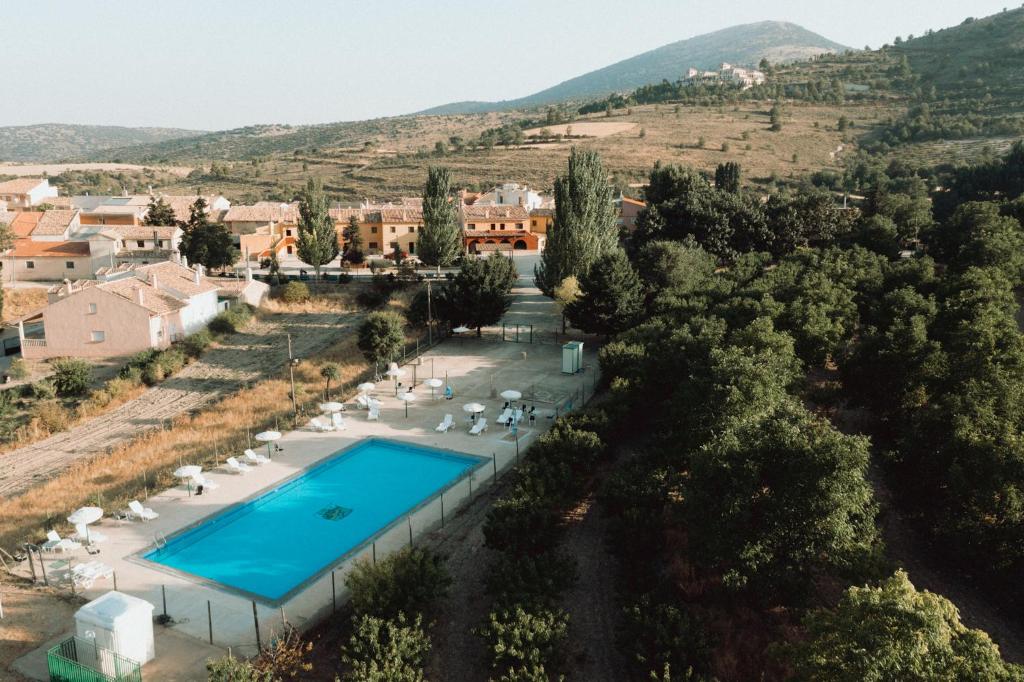 an aerial view of a villa with a swimming pool at CASERIO INAZARES - DONDE PASAR VERANO SIN CALOr in Moratalla