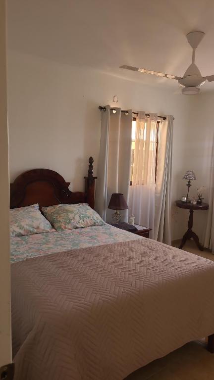 a bedroom with a large bed and a window at Colimar in San Felipe de Puerto Plata