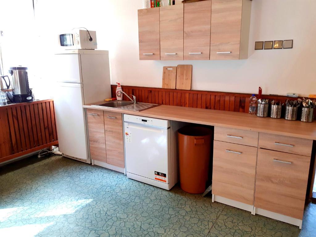 Kuchyň nebo kuchyňský kout v ubytování Chata JedlOvka