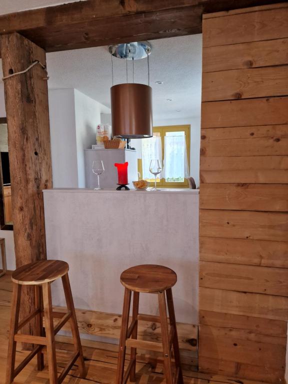 Kuchyň nebo kuchyňský kout v ubytování Chalet-Daheim-Fiesch 3,5-Zimmerwohnung