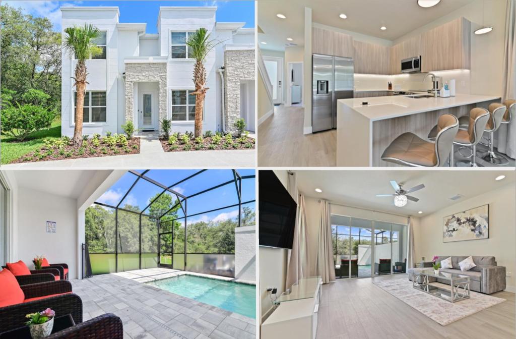 un collage di foto di una casa di New Spacious&Tranquil Townhouse near Disney a Orlando