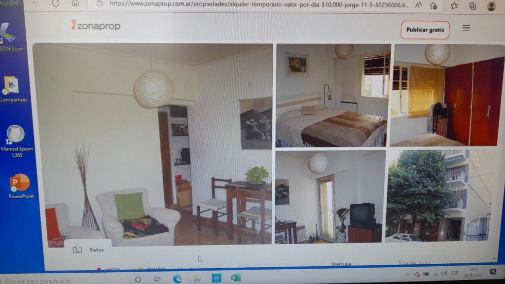 un collage de fotos de una sala de estar y un dormitorio en TORRE ZABALA en Buenos Aires