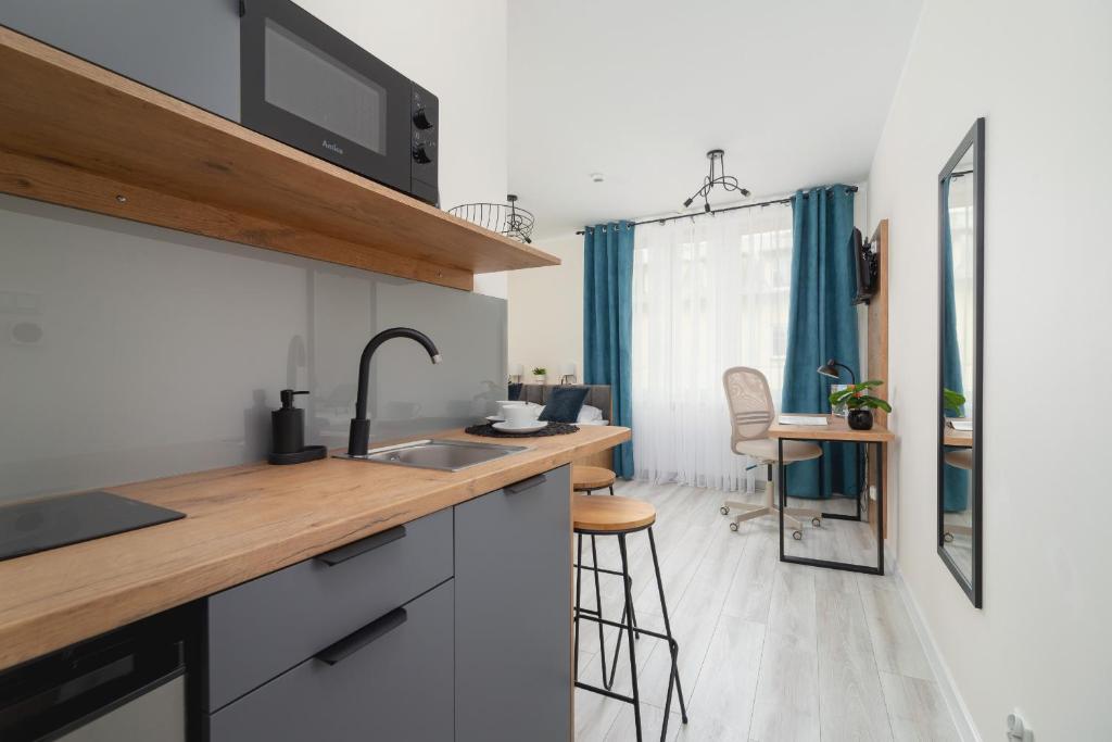 Kuchyňa alebo kuchynka v ubytovaní Modern Studio Cracow Rakowicka 14 by Noclegi Renters