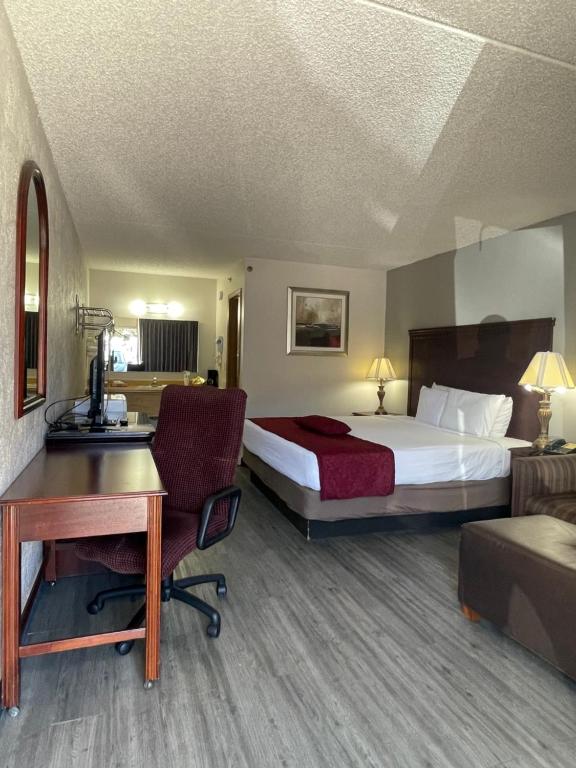 een hotelkamer met een bed en een bureau bij Willow Tree Inn Branson in Branson