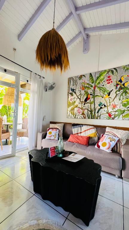 Posezení v ubytování Île tropical lodges