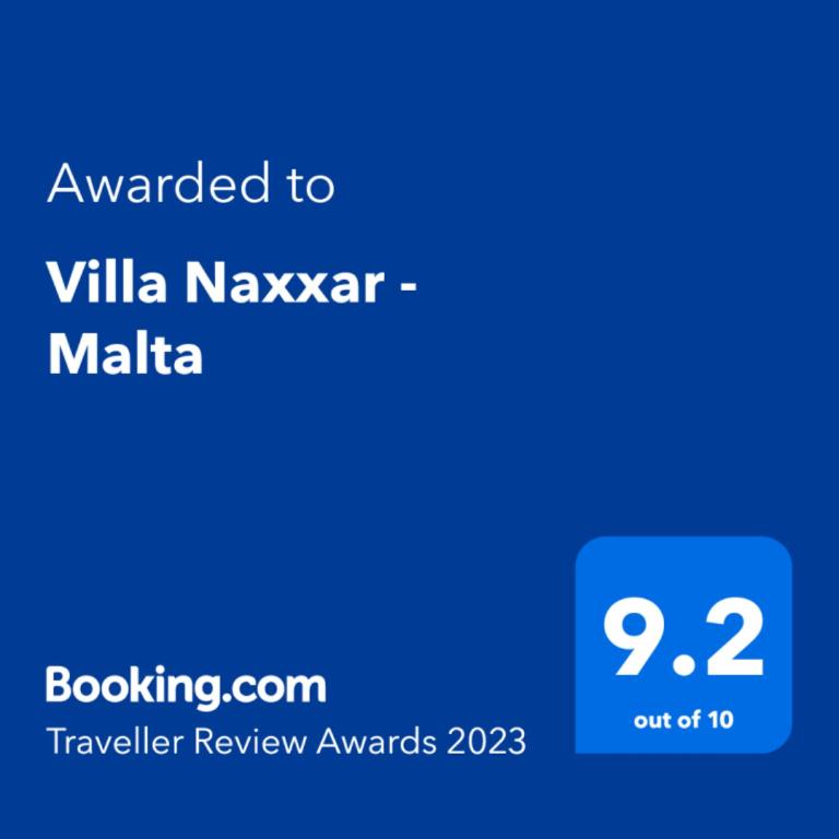 Certifikát, hodnocení, plakát nebo jiný dokument vystavený v ubytování Villa Naxxar Malta
