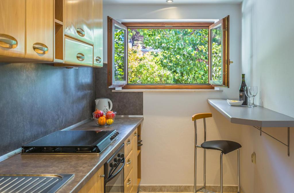Kuchyň nebo kuchyňský kout v ubytování Apartmani Lovrenco