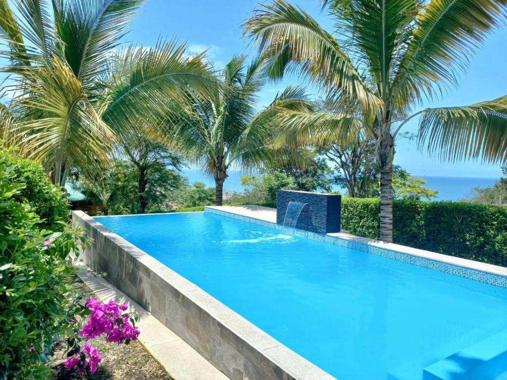 una piscina con palmeras en un complejo en L'Oasis Don Juan en Don Juan