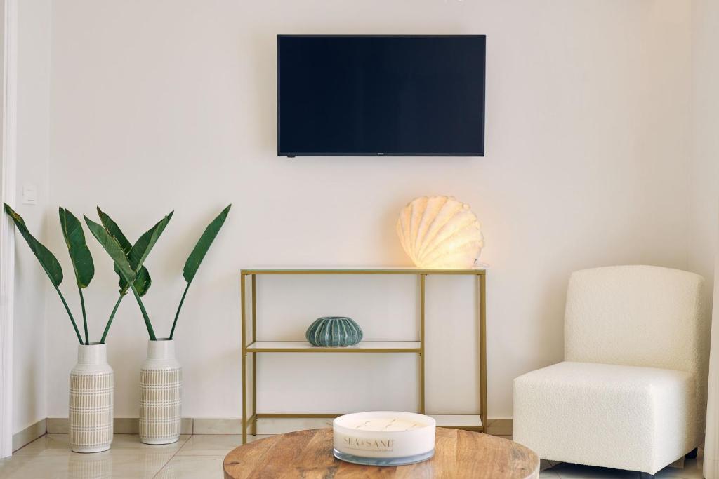 TV a/nebo společenská místnost v ubytování Blush & Crema Apartments
