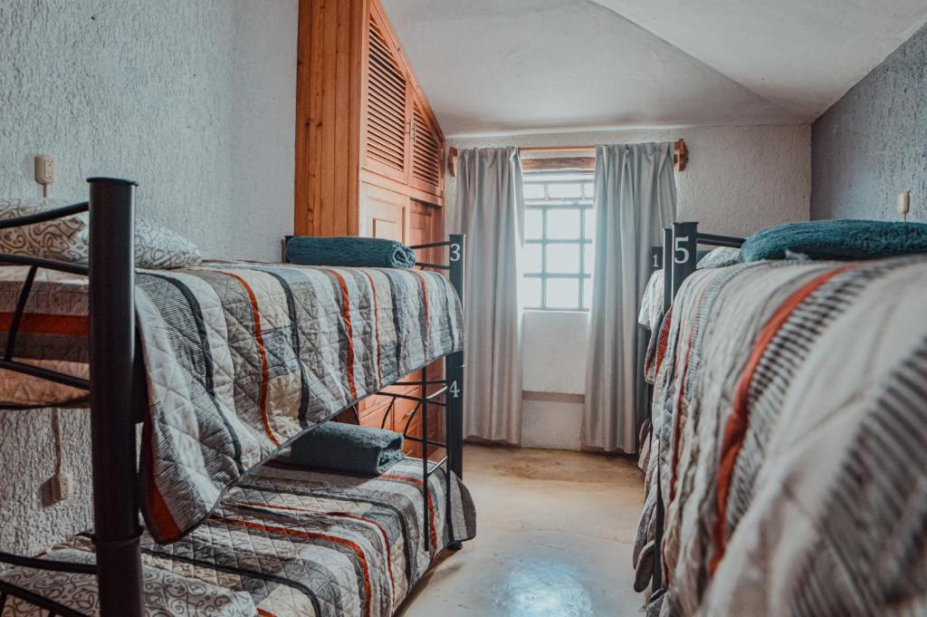 1 Schlafzimmer mit 2 Etagenbetten und einem Fenster in der Unterkunft casa79sancris in San Cristóbal de las Casas