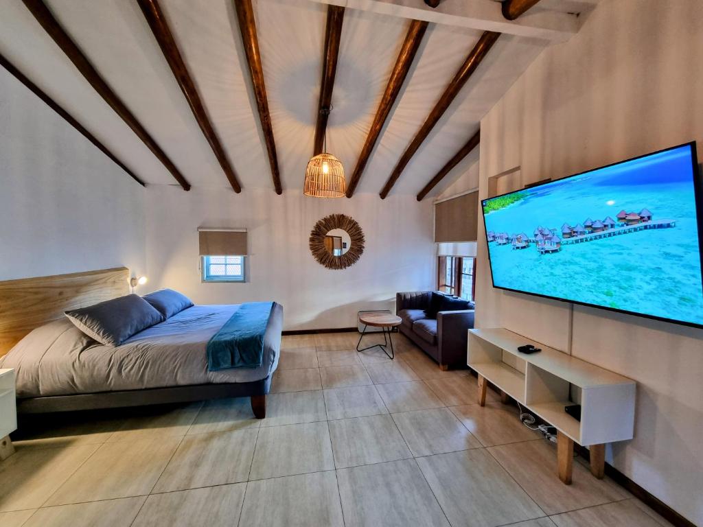 TV a/nebo společenská místnost v ubytování Reñaca House B&B