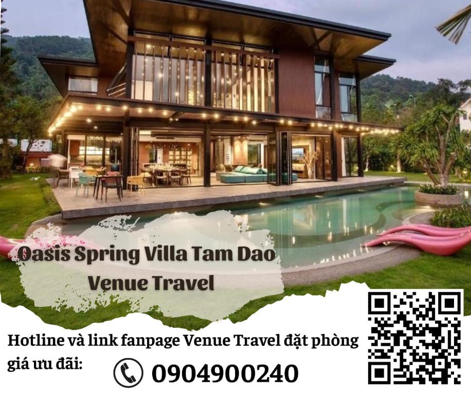 a house with a swimming pool in front of it at Oasis Spring Villa Tam Dao - Venuestay in Vĩnh Phúc