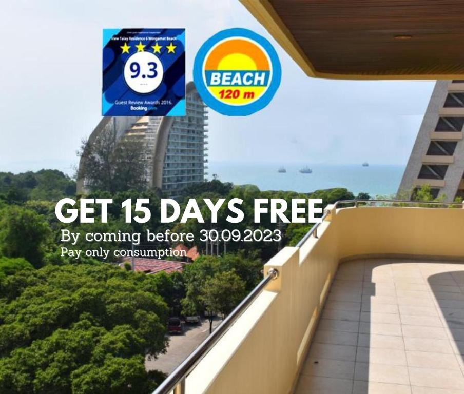 a poster of a building with a sign that says get days free at View Talay Residence 6 Wongamat Beach in Pattaya North