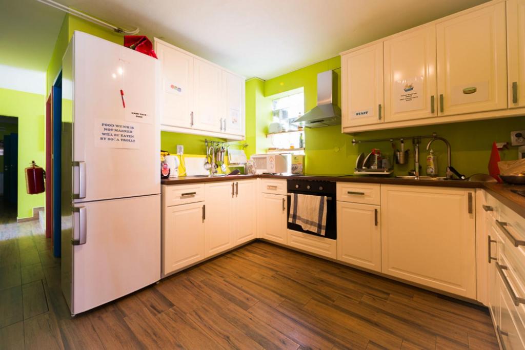 Kuchyň nebo kuchyňský kout v ubytování Hostel Soča Rocks