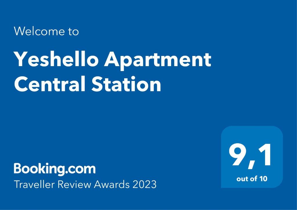Certifikát, ocenenie alebo iný dokument vystavený v ubytovaní Yeshello Apartment Central Station