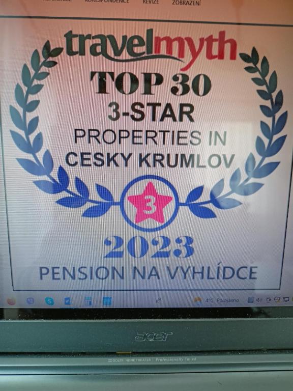Certifikát, hodnocení, plakát nebo jiný dokument vystavený v ubytování Pension Na Vyhlídce
