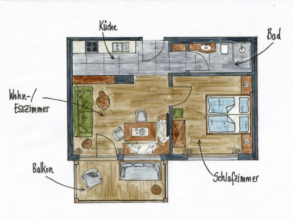 Půdorys ubytování Bergfee Natur Appartements