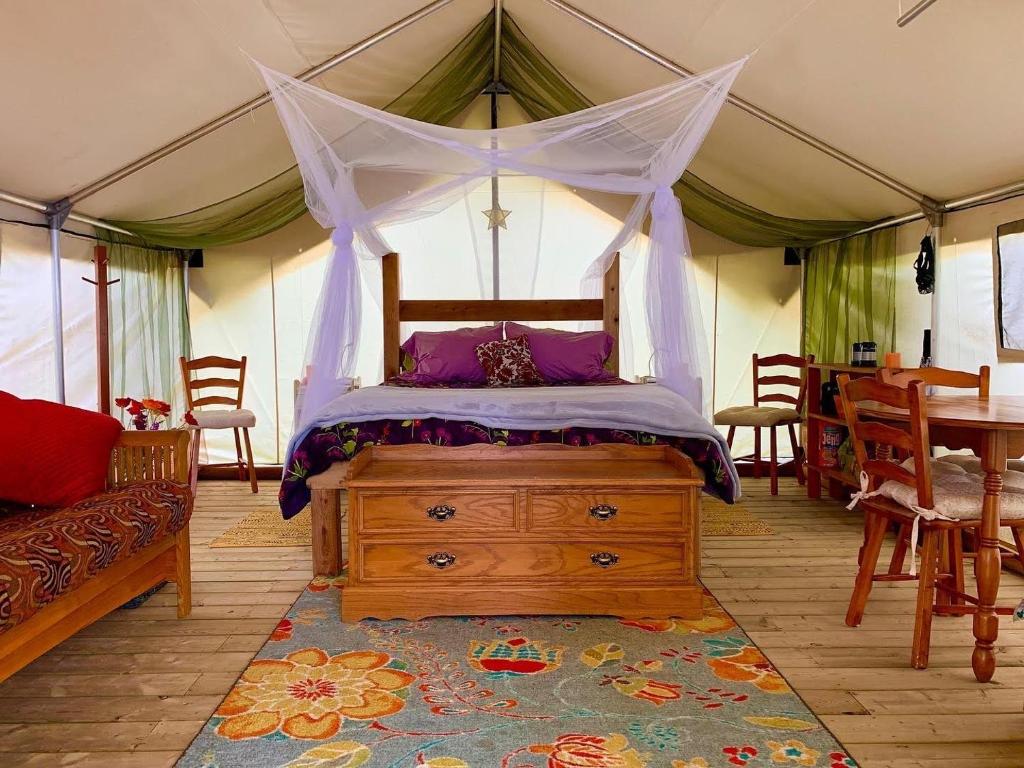 Postel nebo postele na pokoji v ubytování So Damn Lucky Glamping