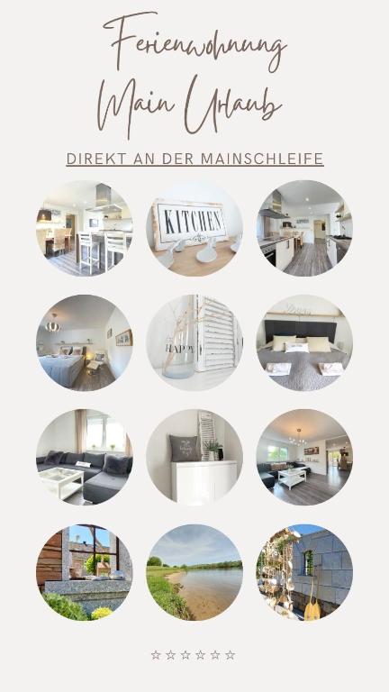 a collage of different views of a dream house at Fewo MAIN URLAUB an der Mainschleife in Obereisenheim