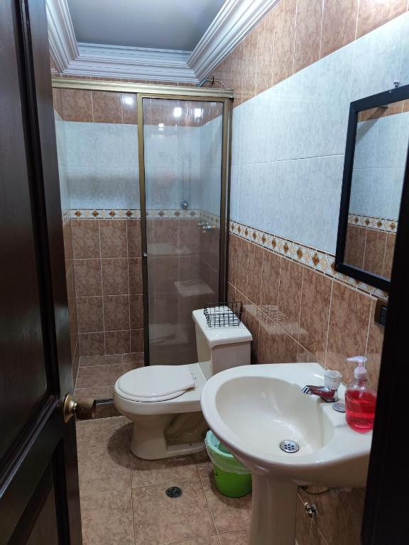 Koupelna v ubytování Hospedaje Casa Aurora
