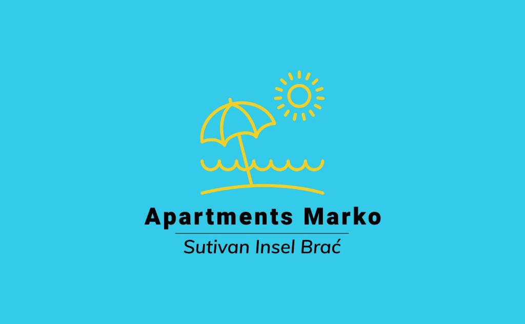 een logo voor de Apartamentos Marina Sylvan Incased Bird bij Apartments Marko Sutivan Insel Brać in Sutivan