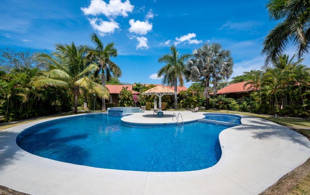 una piscina en un complejo con palmeras en Claudia Villagge, en Guanacaste