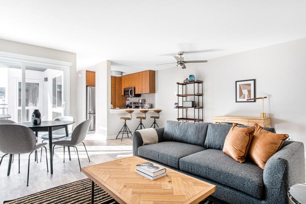 a living room with a couch and a table at Redondo Beach 1BR w Pool Gym nr Beach LAX-396 in Redondo Beach