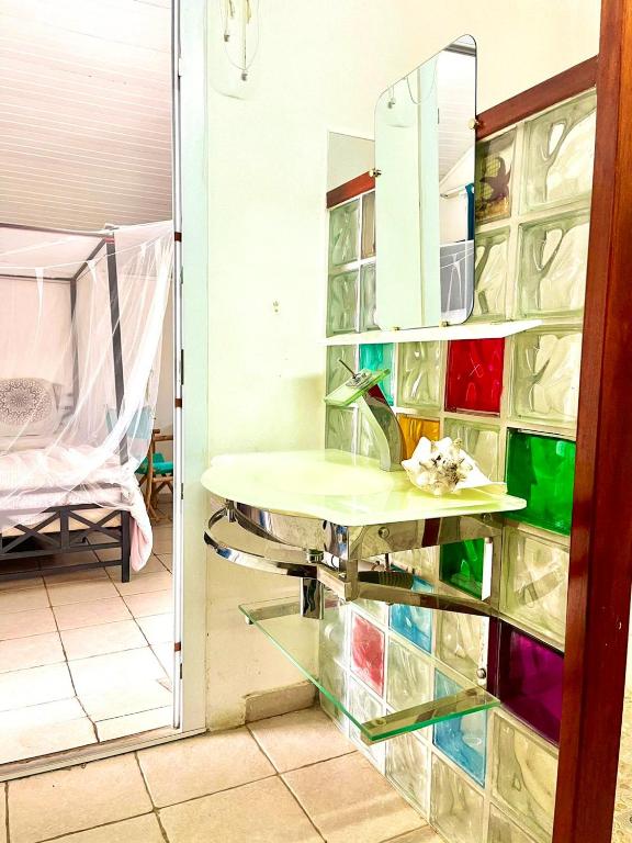 Postel nebo postele na pokoji v ubytování Appartement moderne à Le Lamentin avec piscine partagée - 20m²