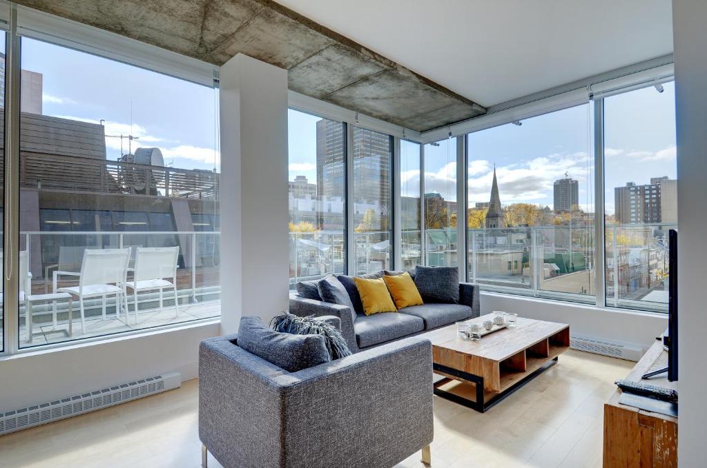 Χώρος καθιστικού στο Les Immeubles Charlevoix - Le 760-705